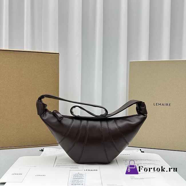 Fortok Lemaire Medium Croissant Bag Brown Soft Nappa Leather 46x22x7cm - 1