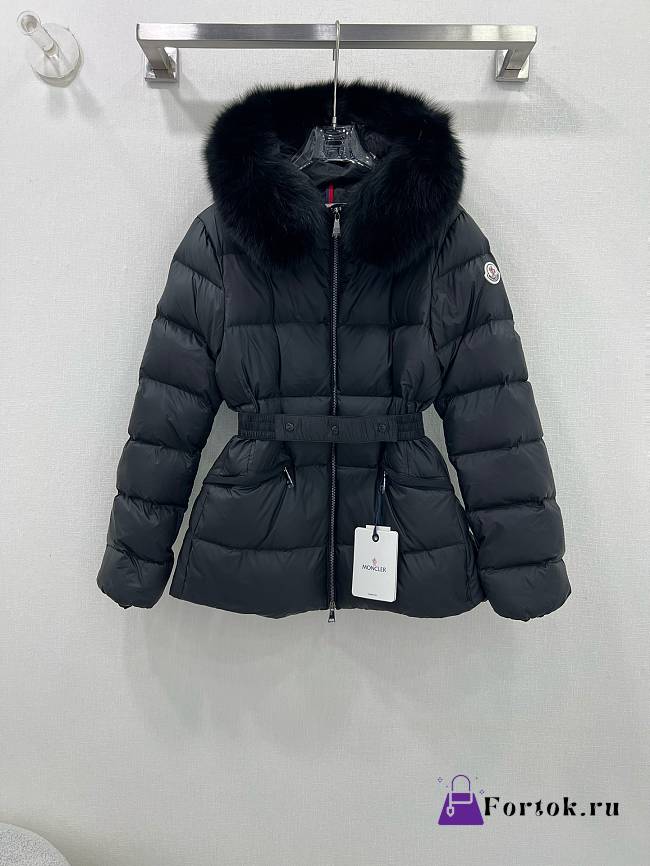 Fortok Moncler Boed Black Hooded Shearling Short Down Jacket - 1