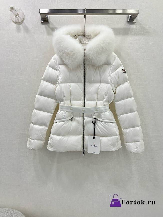 Fortok Moncler Boed White Hooded Shearling Short Down Jacket - 1