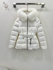 Fortok Moncler Boed White Hooded Shearling Short Down Jacket - 1