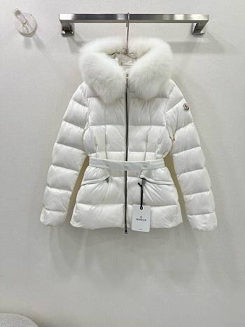 Fortok Moncler Boed White Hooded Shearling Short Down Jacket