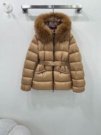Fortok Moncler Boed Brown Hooded Shearling Short Down Jacket