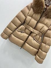 Fortok Moncler Boed Brown Hooded Shearling Short Down Jacket - 4