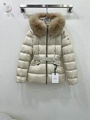 Fortok Moncler Boed Cream Hooded Shearling Short Down Jacket - 1