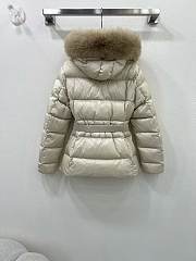 Fortok Moncler Boed Cream Hooded Shearling Short Down Jacket - 5