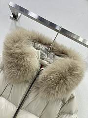Fortok Moncler Boed Cream Hooded Shearling Short Down Jacket - 3