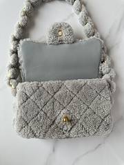 Fortok Chanel Flap Bag Fleece & Gold Plated Metal Grey 24x14x7cm - 6