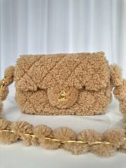 Fortok Chanel Flap Bag Fleece & Gold Plated Metal Brown 24x14x7cm - 1