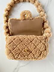 Fortok Chanel Flap Bag Fleece & Gold Plated Metal Brown 24x14x7cm - 6