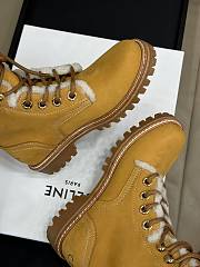 Fortok Celine Kurt Lace-Up Mid Boot In Nubuck Calfskin And Shearling Beige  - 5