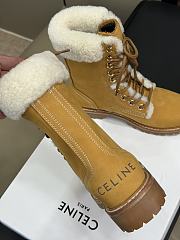 Fortok Celine Kurt Lace-Up Mid Boot In Nubuck Calfskin And Shearling Beige  - 4