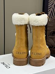 Fortok Celine Kurt Lace-Up Mid Boot In Nubuck Calfskin And Shearling Beige  - 3