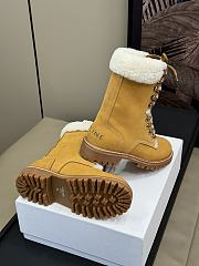 Fortok Celine Kurt Lace-Up Mid Boot In Nubuck Calfskin And Shearling Beige  - 2