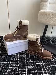 Fortok Celine Kurt Lace-Up Mid Boot In Nubuck Calfskin And Shearling Brown - 6