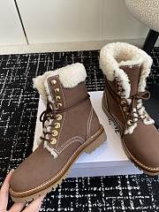 Fortok Celine Kurt Lace-Up Mid Boot In Nubuck Calfskin And Shearling Brown - 4
