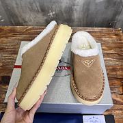 Fortok Prada Suede And Shearling Mules Brown - 5
