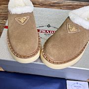 Fortok Prada Suede And Shearling Mules Brown - 4