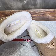 Fortok Prada Suede And Shearling Mules Brown - 2