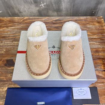 Fortok Prada Suede And Shearling Mules Beige