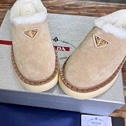 Fortok Prada Suede And Shearling Mules Beige - 5