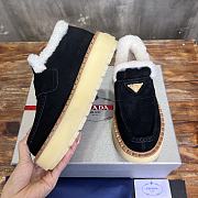 Fortok Prada Suede And Shearling Sneakers Black - 3