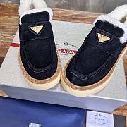 Fortok Prada Suede And Shearling Sneakers Black - 2