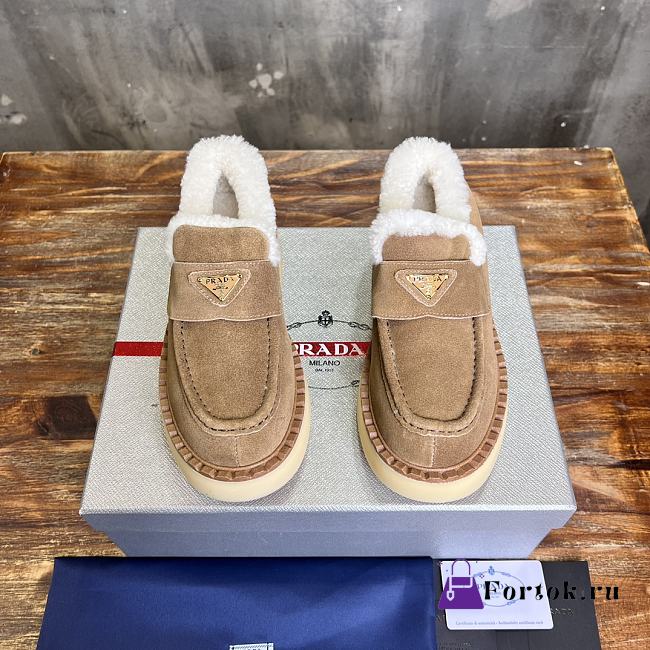 Fortok Prada Suede And Shearling Sneakers Brown - 1