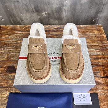 Fortok Prada Suede And Shearling Sneakers Brown