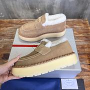 Fortok Prada Suede And Shearling Sneakers Brown - 3