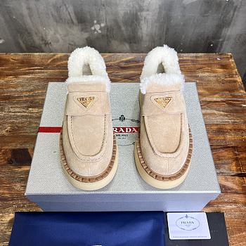 Fortok Prada Suede And Shearling Sneakers Beige