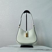 Fortok Prada Cleo Brushed Leather Shoulder Bag With Clasp Closure White 1BC169A 22x18.5x4.5cm - 1