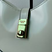 Fortok Prada Cleo Brushed Leather Shoulder Bag With Clasp Closure White 1BC169A 22x18.5x4.5cm - 5