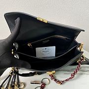 Fortok Prada Soft Sound Small Leather Shoulder Bag With Charms Black 1BD379 24x13.5x6cm - 6