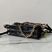 Fortok Prada Soft Sound Small Leather Shoulder Bag With Charms Black 1BD379 24x13.5x6cm - 5