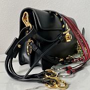Fortok Prada Soft Sound Small Leather Shoulder Bag With Charms Black 1BD379 24x13.5x6cm - 4