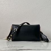 Fortok Prada Soft Sound Small Leather Shoulder Bag With Charms Black 1BD379 24x13.5x6cm - 3
