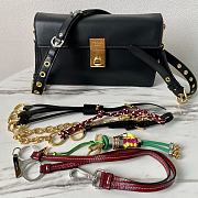 Fortok Prada Soft Sound Small Leather Shoulder Bag With Charms Black 1BD379 24x13.5x6cm - 2