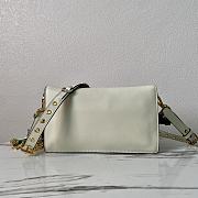 Fortok Prada Soft Sound Small Leather Shoulder Bag With Charms White 1BD379 24x13.5x6cm - 6