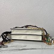 Fortok Prada Soft Sound Small Leather Shoulder Bag With Charms White 1BD379 24x13.5x6cm - 4