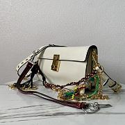 Fortok Prada Soft Sound Small Leather Shoulder Bag With Charms White 1BD379 24x13.5x6cm - 3