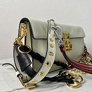 Fortok Prada Soft Sound Small Leather Shoulder Bag With Charms White 1BD379 24x13.5x6cm - 2