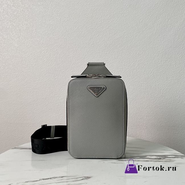 Fortok Prada Brique Saffiano Leather Bag Grey 2VZ106 14x20x5cm - 1