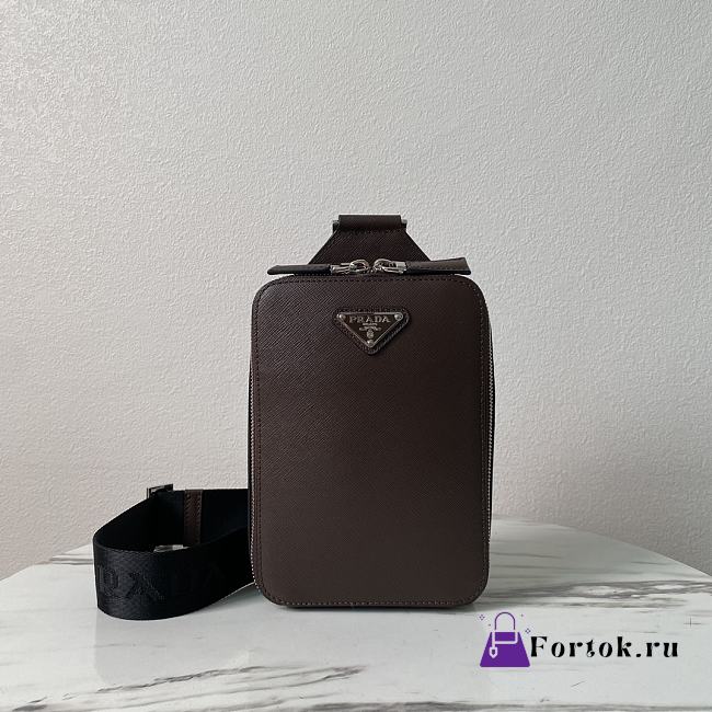 Fortok Prada Brique Saffiano Leather Bag Brown 2VZ106 14x20x5cm - 1
