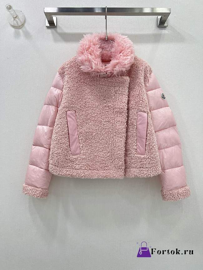 Fortok Moncler 24 Wool Motorcycle Down Jacket Pink - 1