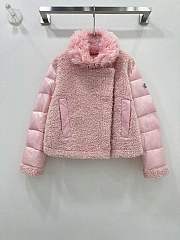 Fortok Moncler 24 Wool Motorcycle Down Jacket Pink - 1