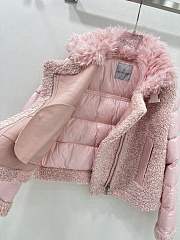 Fortok Moncler 24 Wool Motorcycle Down Jacket Pink - 3