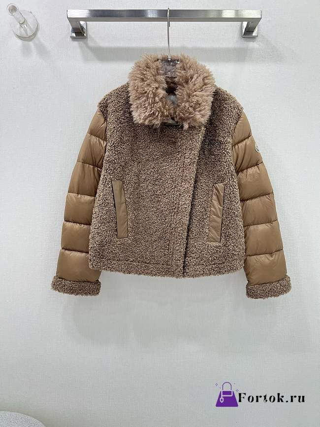 Fortok Moncler 24 Wool Motorcycle Down Jacket Brown - 1
