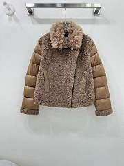 Fortok Moncler 24 Wool Motorcycle Down Jacket Brown - 1