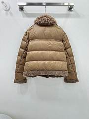 Fortok Moncler 24 Wool Motorcycle Down Jacket Brown - 6