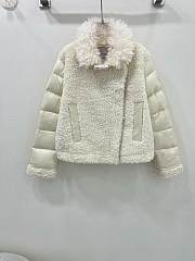Fortok Moncler 24 Wool Motorcycle Down Jacket White - 1
